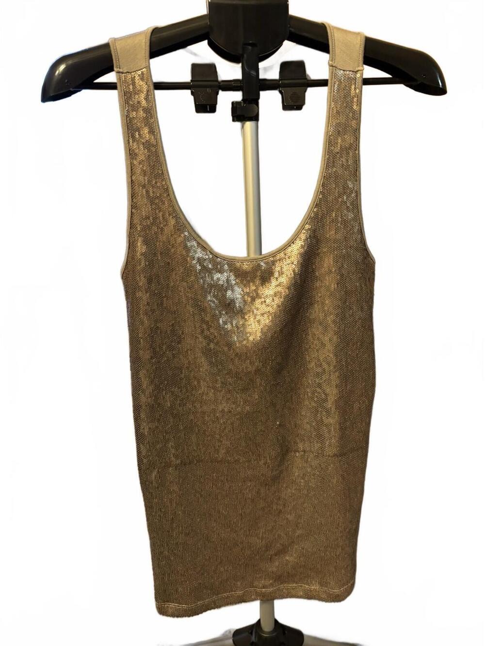 ELIE TAHAIR IRIDESCENT SEQUENCE TANK TOP IN BRONZE